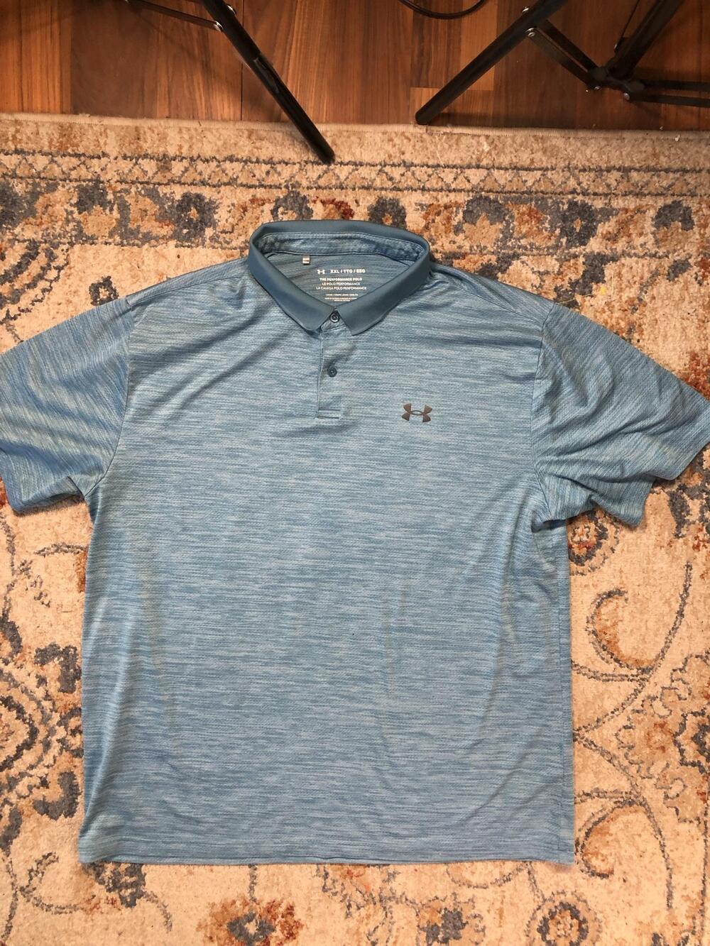 Under Armour The Performance Polo Shirt Mens 2XL Blue Solid Golf Short Sleeve